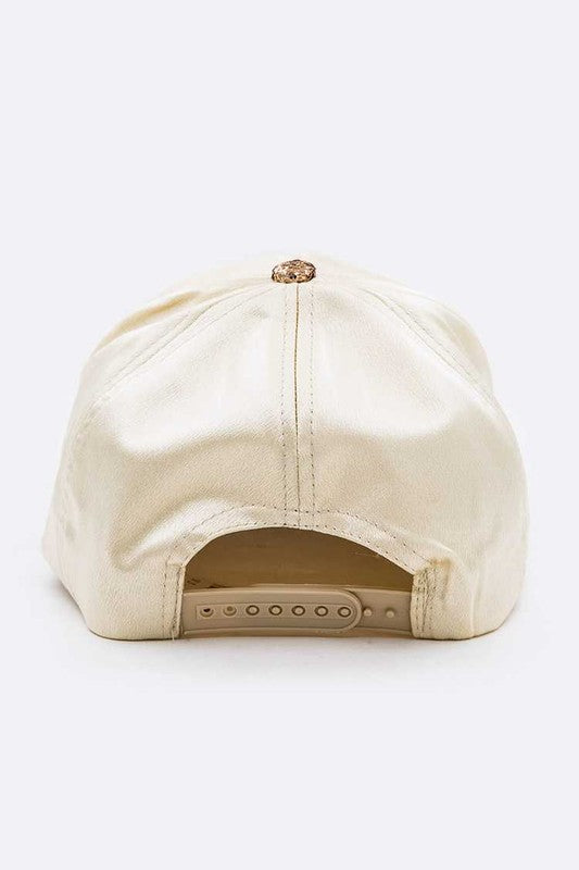 Gold Glitter Brim Satin Cap Back view