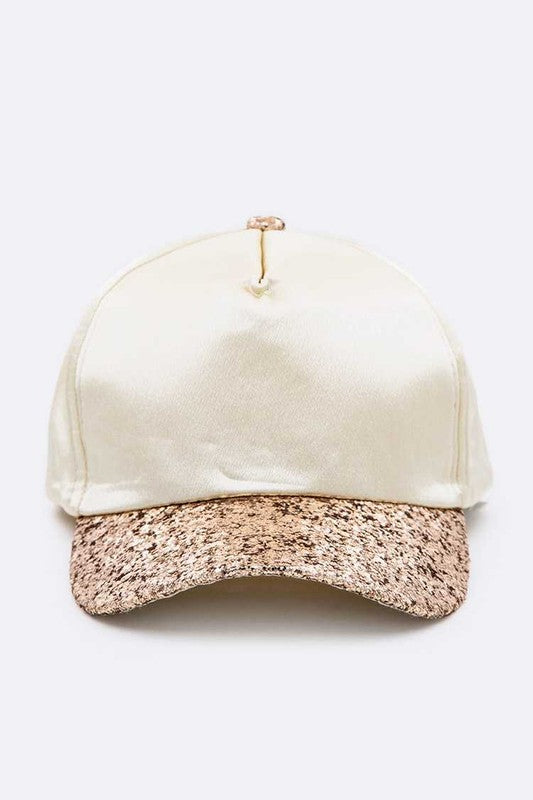 Gold Glitter Brim Satin Cap Front view