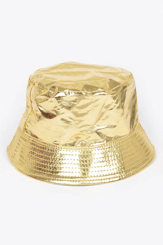 Gold Metallic Shiny Bucket Hat