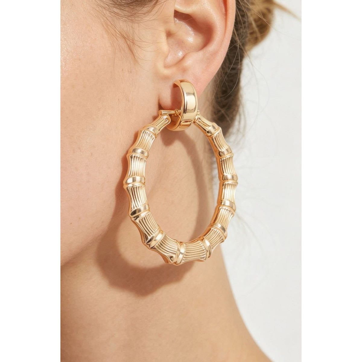 Polished Bamboo Hoop Earrings