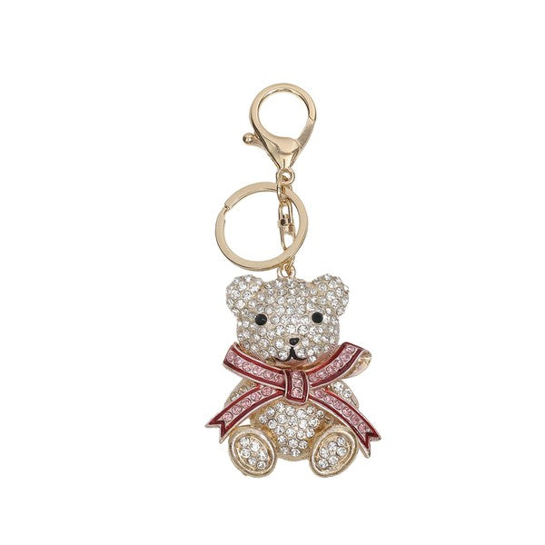 Gold Sparkling Teddy Bear Keychain