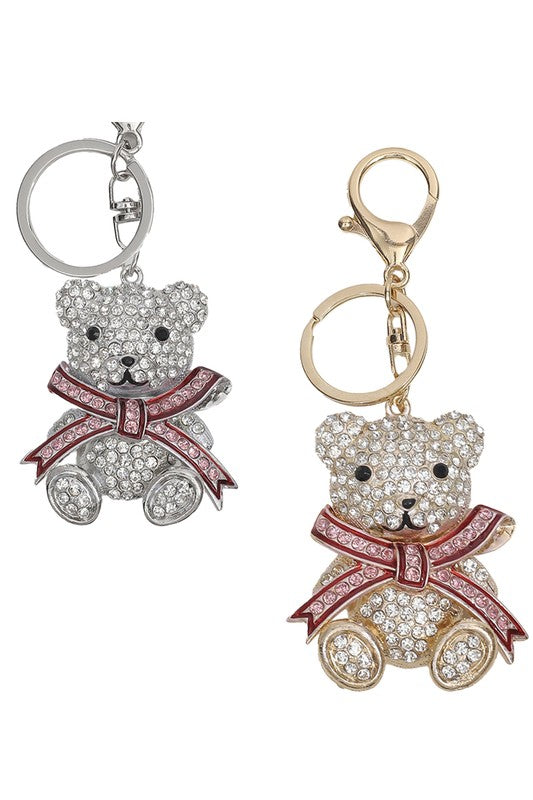 Gold and Silver Sparkling Teddy Bear Keychains
