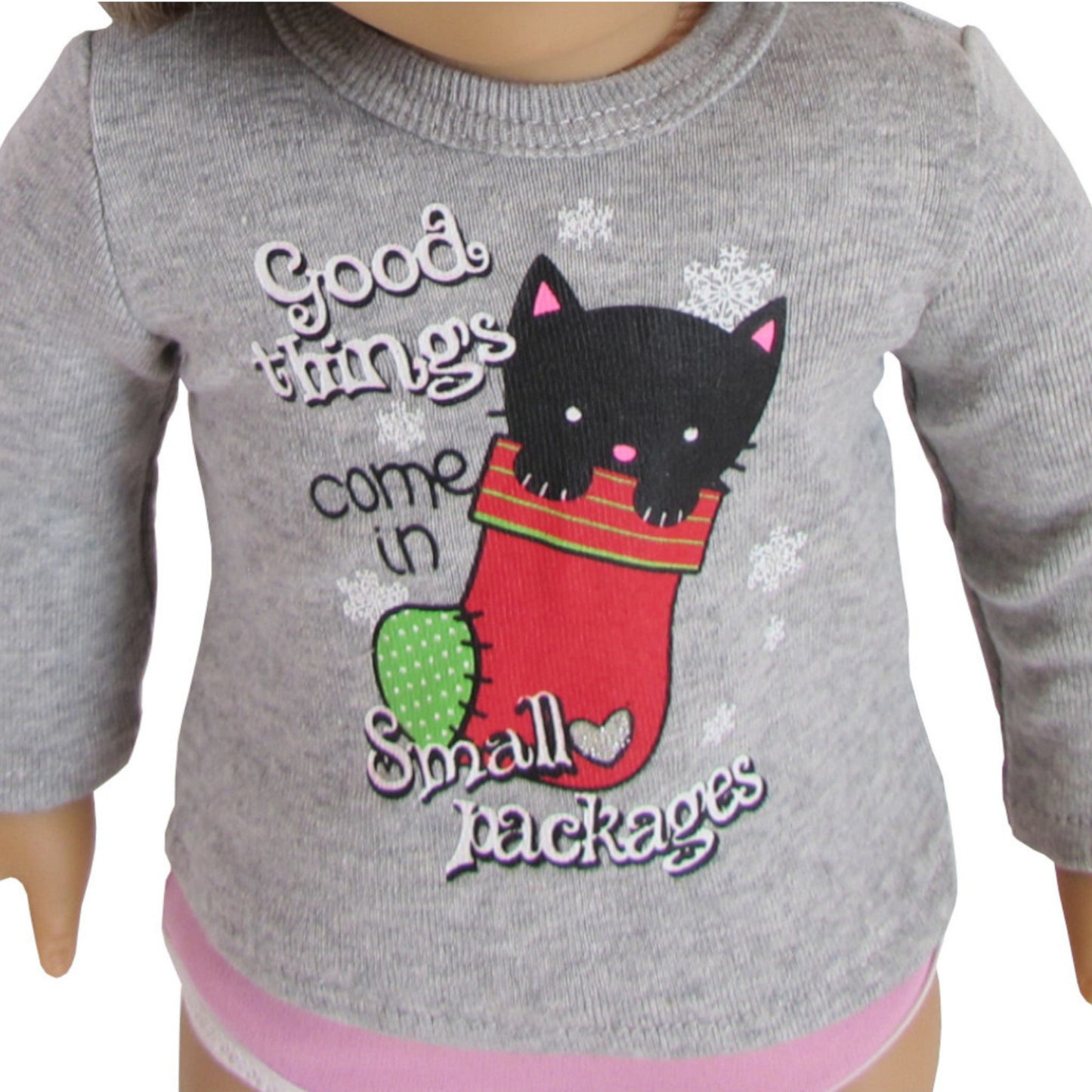 Good Things Come in Small Packages Long Sleeve T-Shirt for 18-inch dolls on doll