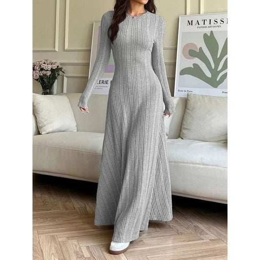 Long Sleeve Ribbed Knit Dress