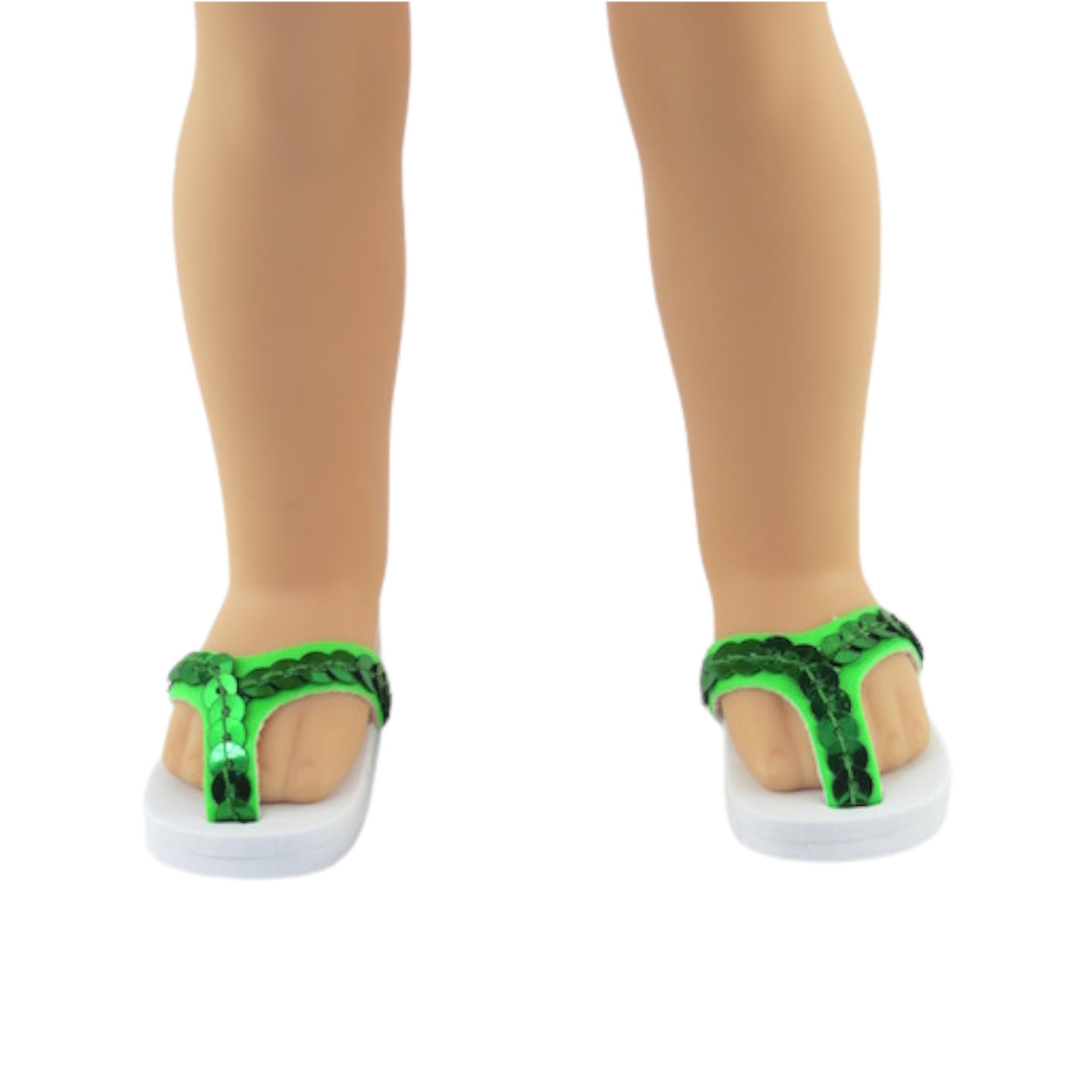 Green Flip Flops for 14 1/2-inch dolls with doll