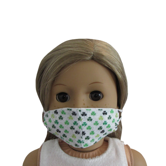 Green Clover Print Doll Face Mask for 18-inch dolls