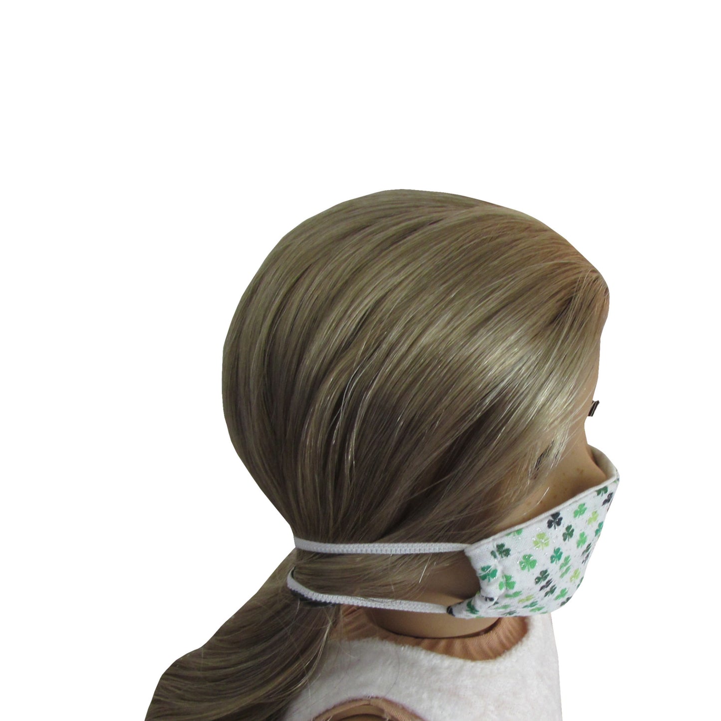 Green Clover Print Doll Face Mask for 18-inch dolls