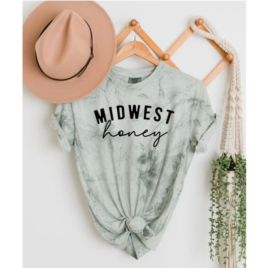 Green Tie Dye Midwest Honey Comfort Color Tie Dye Tee