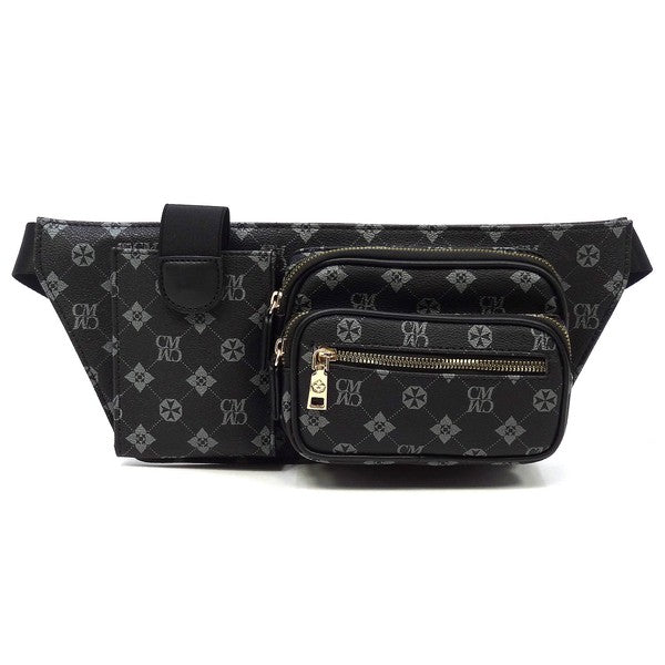Grey Black CM Monogram Fanny Bag Waist Bag Front view