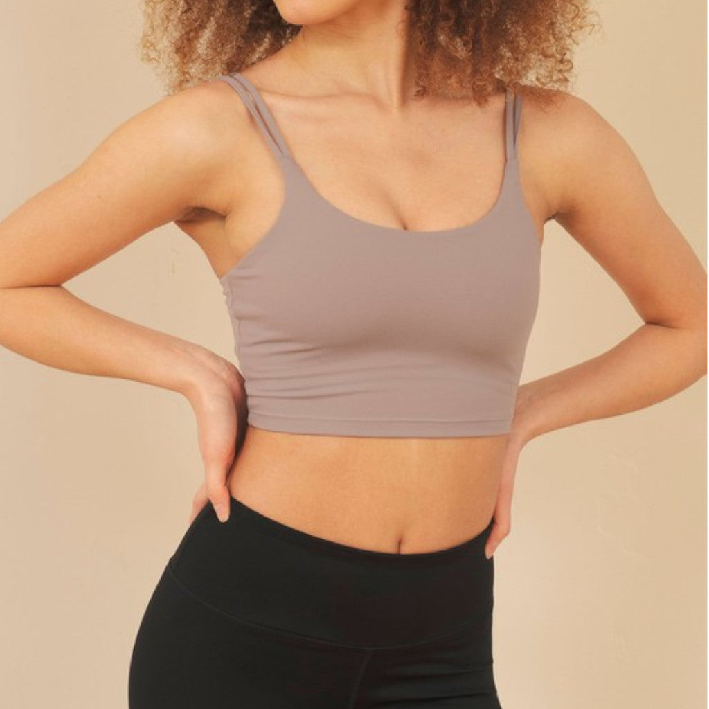 Grey Naomi Double Strap Sports Bra Front view
