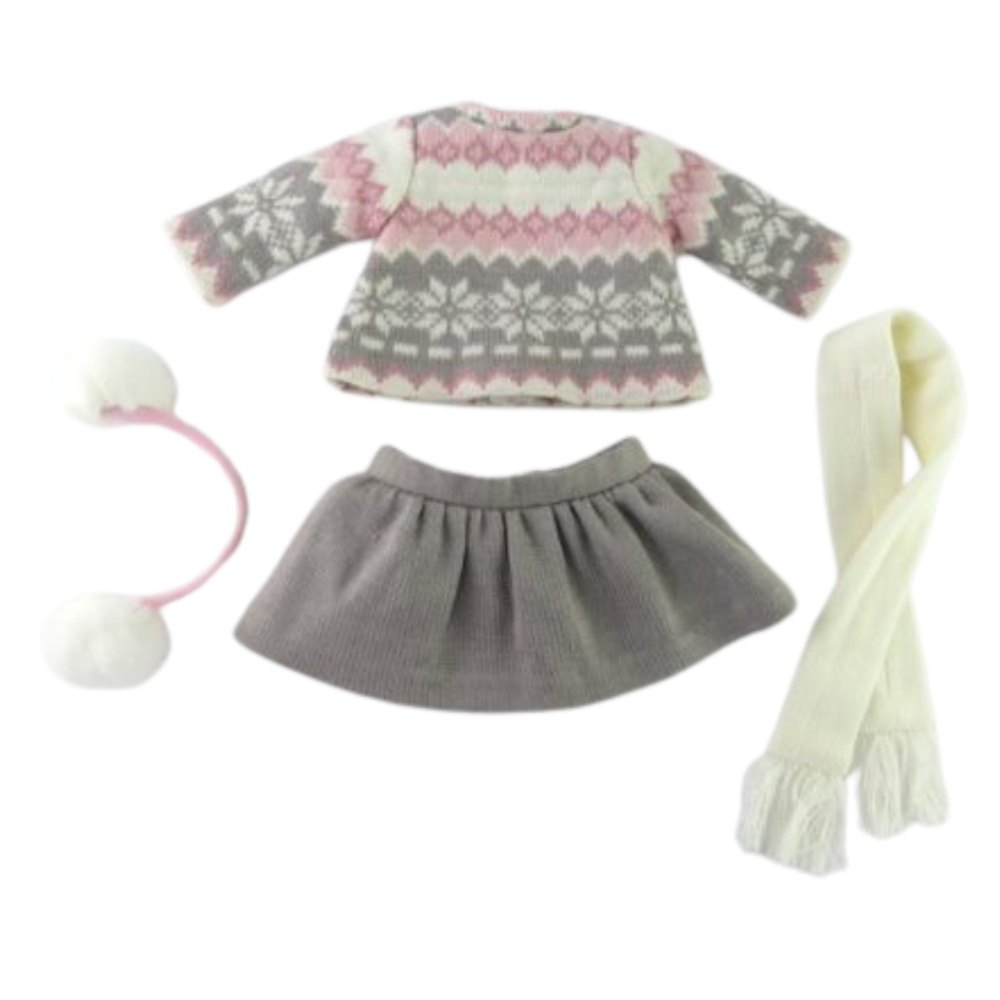 Grey and Pink Knit Sweater for 18-inch dolls Flat
