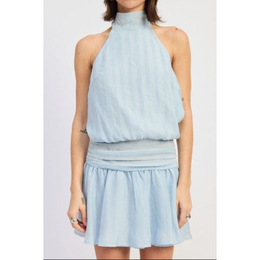 Halter Scarf Neck Mini Dress