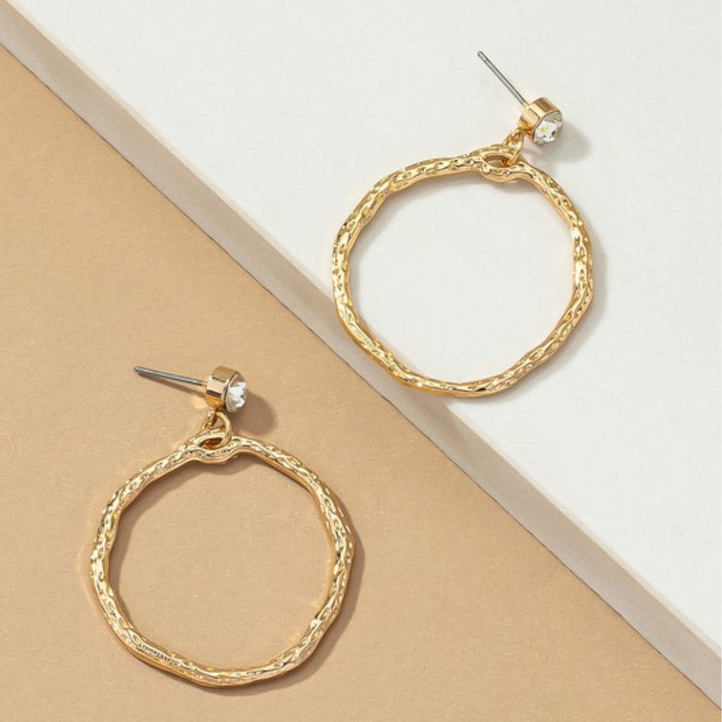 Hammered Hoop Drop Earrings