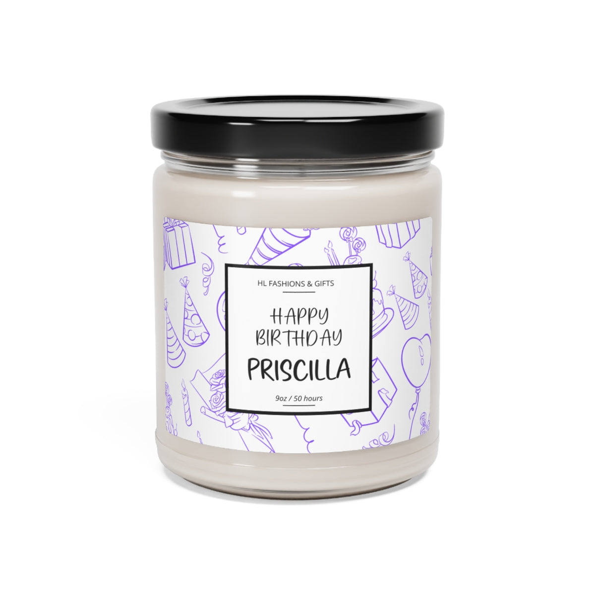 Custom Happy Birthday Soy Candle - Purple Label