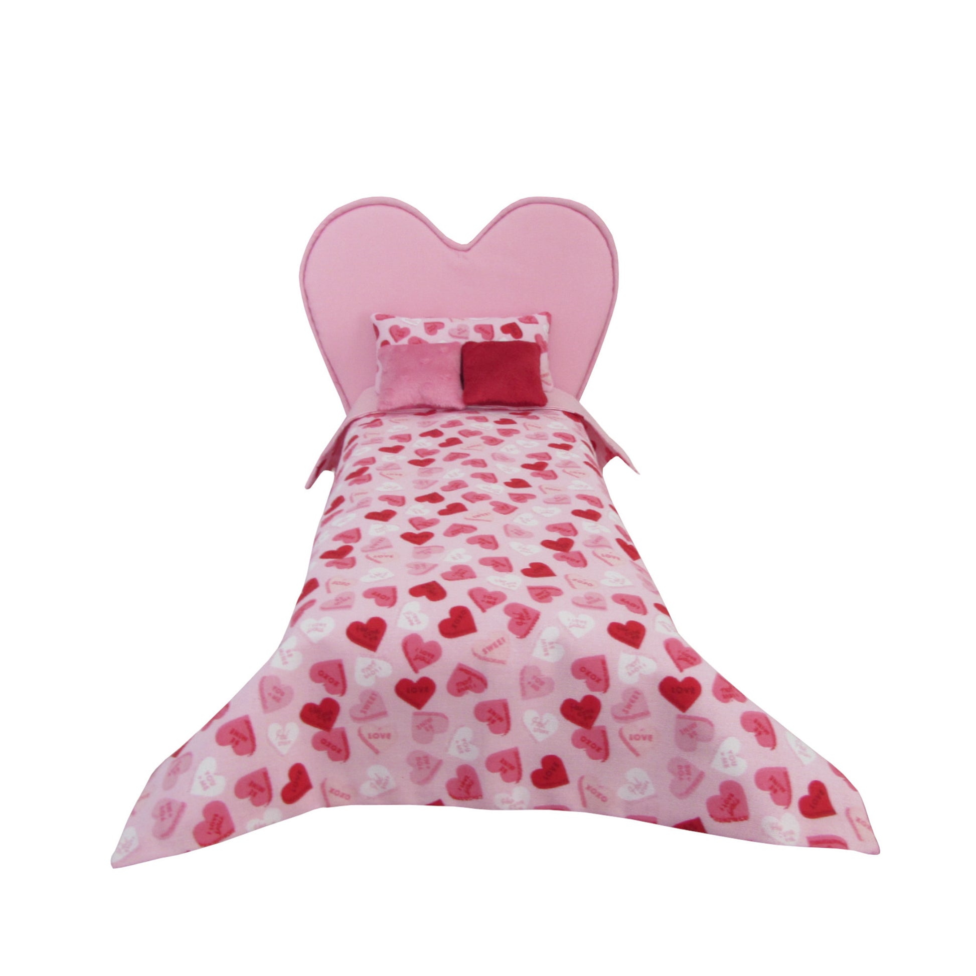 Hearts Doll Bedding for 11 1/2-inch and 12-inch dolls Front view