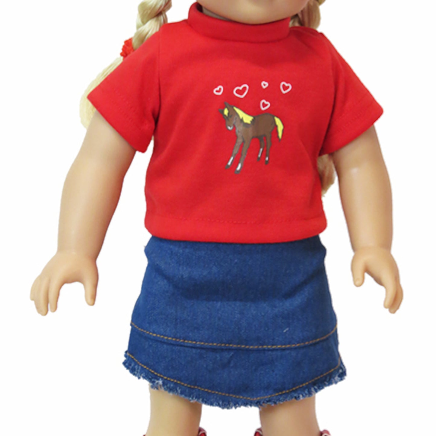 Hearts and Horsie Outfit for 18 inch dolls with doll