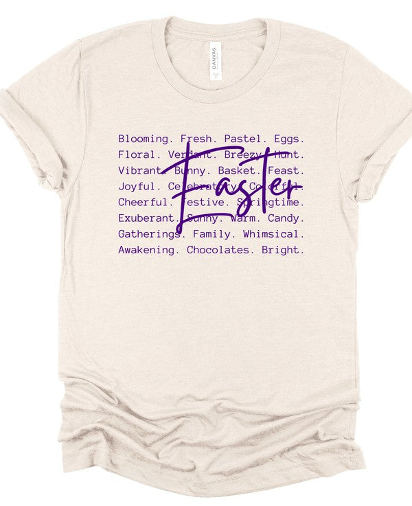 Heather Dust Easter Words Printed Graphic Tee