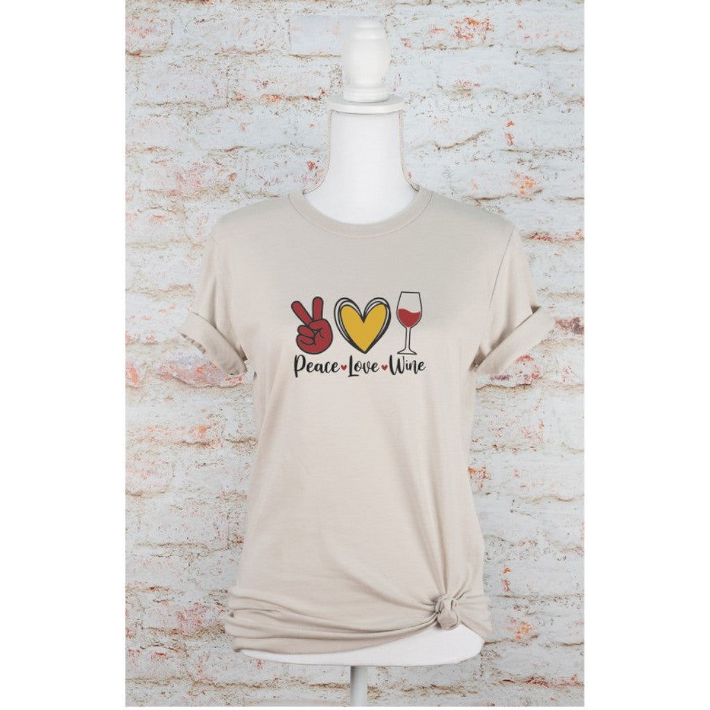 Heather Dust Peace Love Wine Graphic Tee