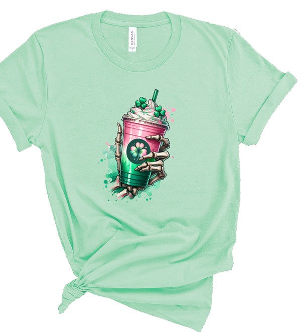 Heather Mint Shamrock Shake Graphic Crew Neck Tee