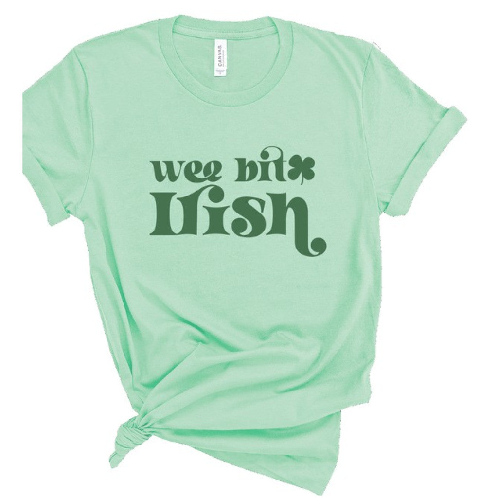 Heather Mint Wee Bit Irish Graphic Crew Neck Tee