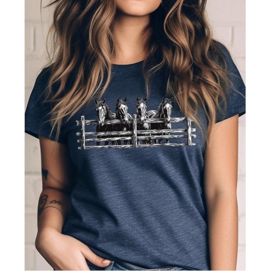 Heather Navy Horse Western Graphic Tee