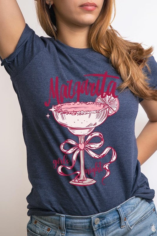 Heather Navy Margarita Girls Night Graphic Tee