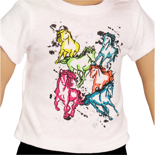 Horse Multicolor T-Shirt for 18-inch dolls with doll Up Close