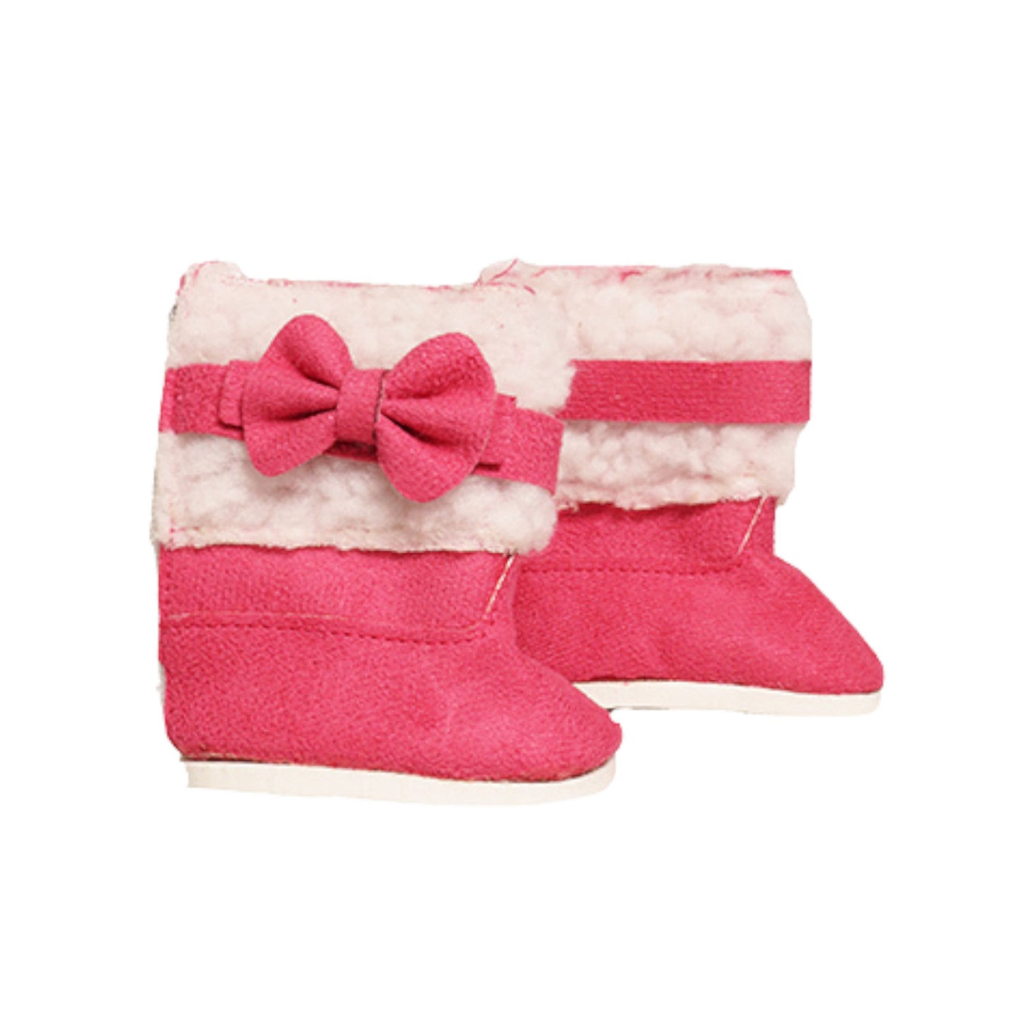 Hot Pink Furry Bow Boots for 18-inch dolls