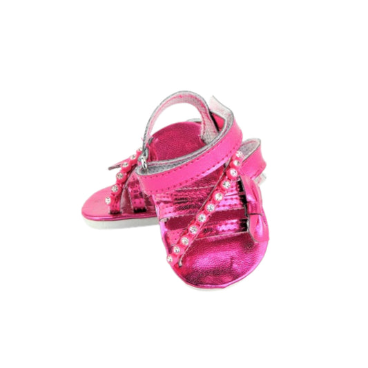 Hot Pink Metallic Sandals for 18-inch dolls