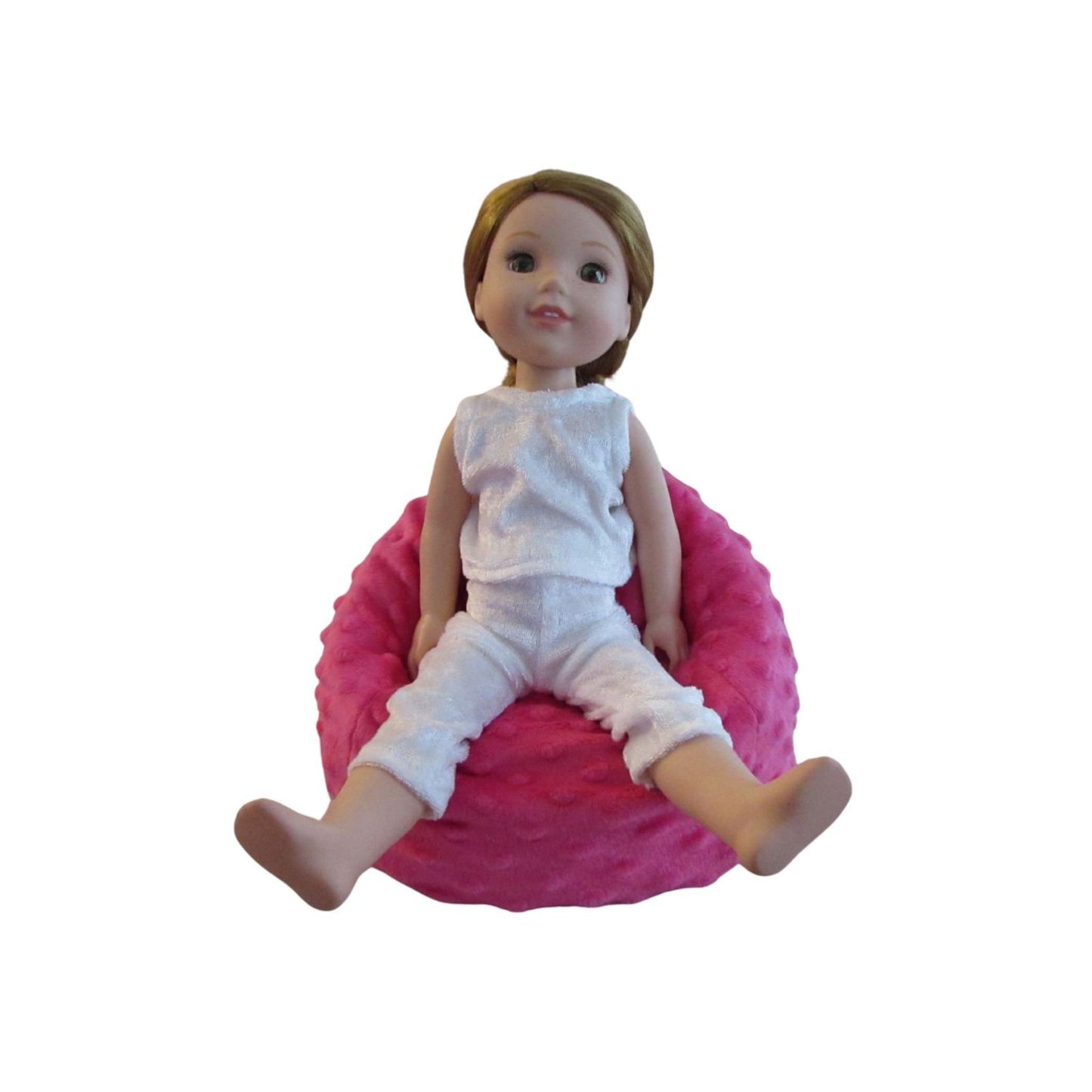 Hot Pink Minky Doll Bean Bag Chair – Fits 14 to 14.5 Inch Dolls, Soft Plush Seat