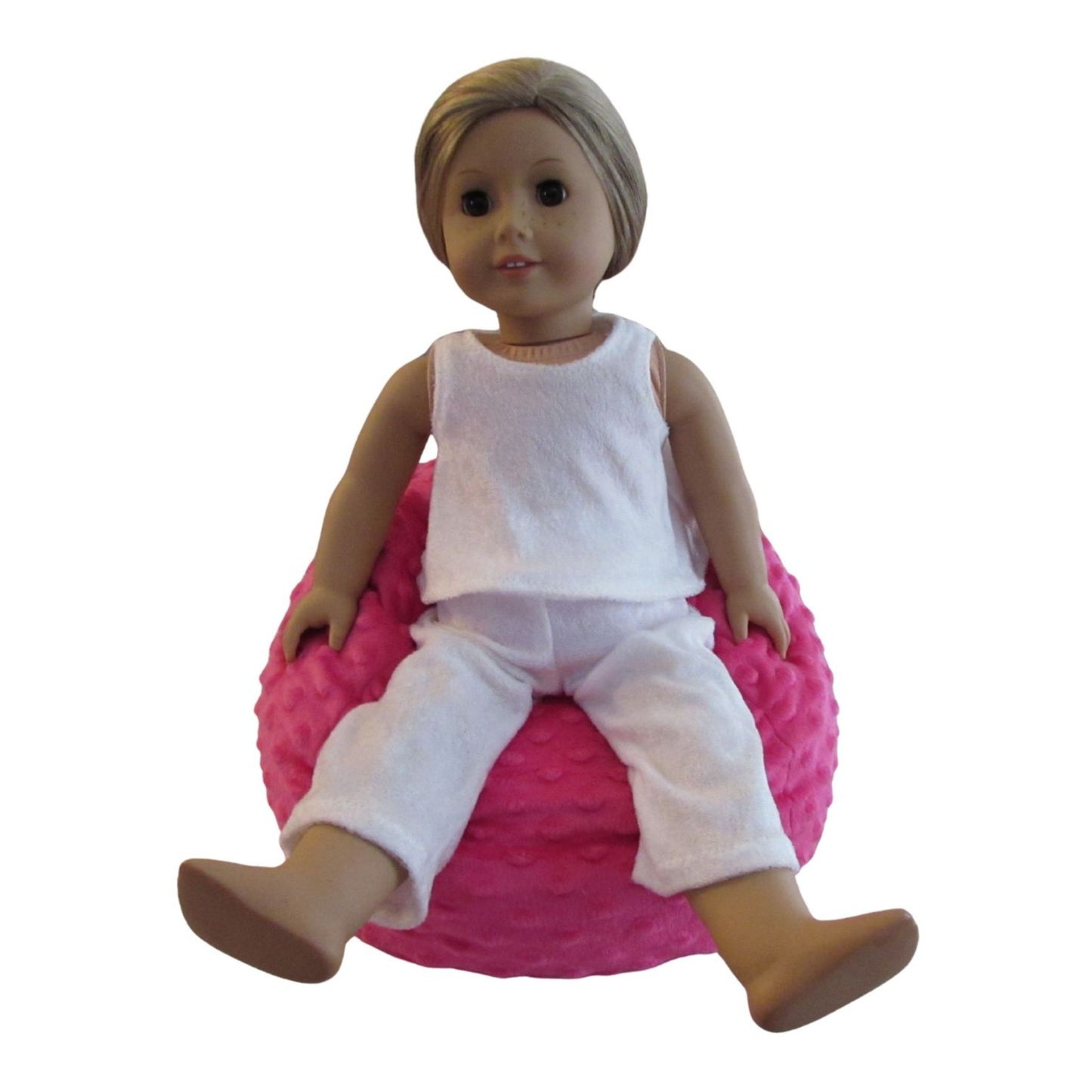 Hot Pink Minky Doll Bean Bag Chair – Fits 18 Inch Dolls, Soft Plush Seat
