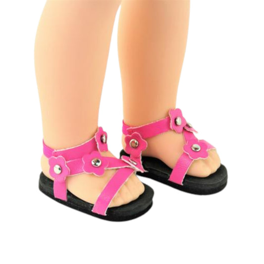 Hot Pink Sandals for 14 1/2-inch dolls with doll