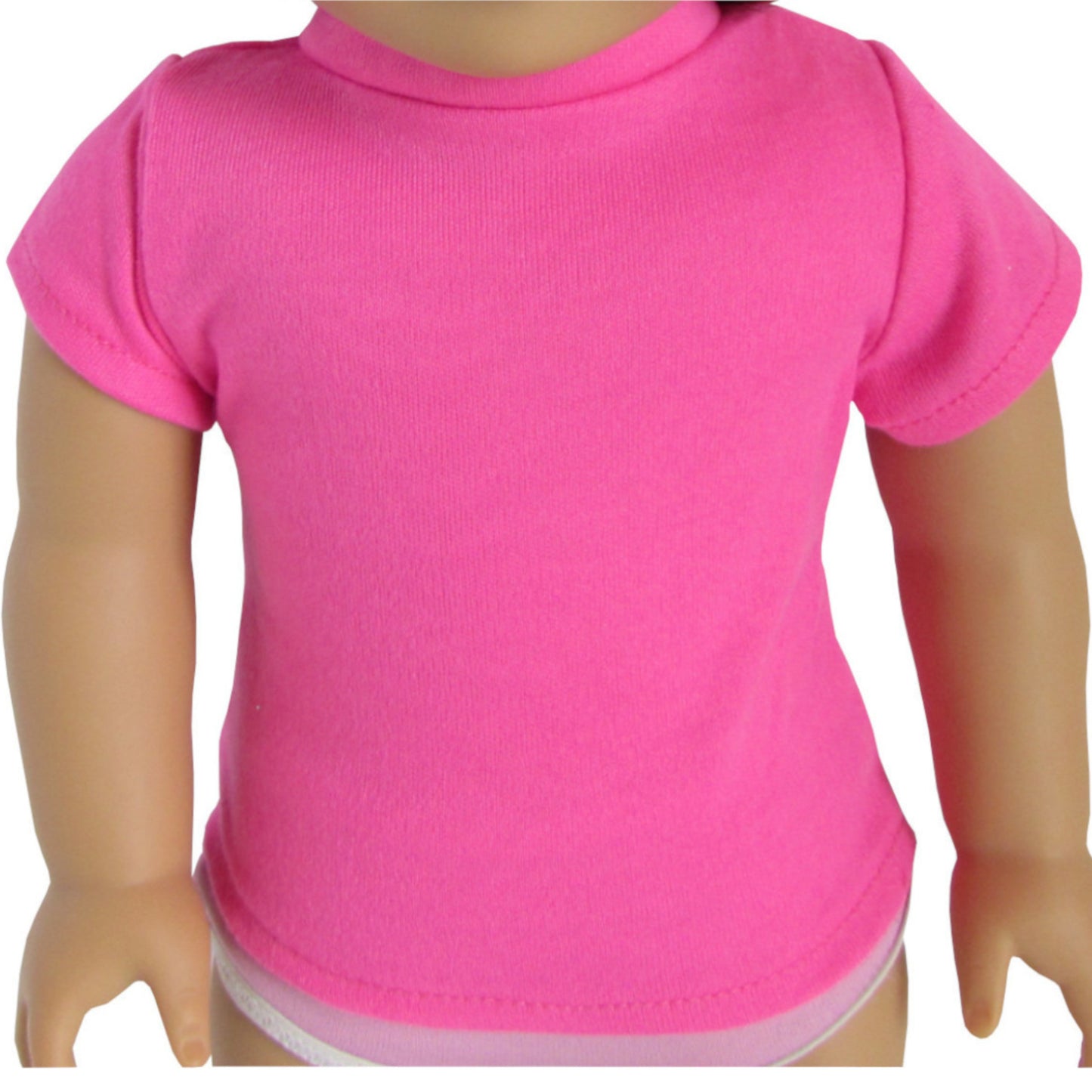 Hot Pink T-Shirt for 18-inch dolls with doll
