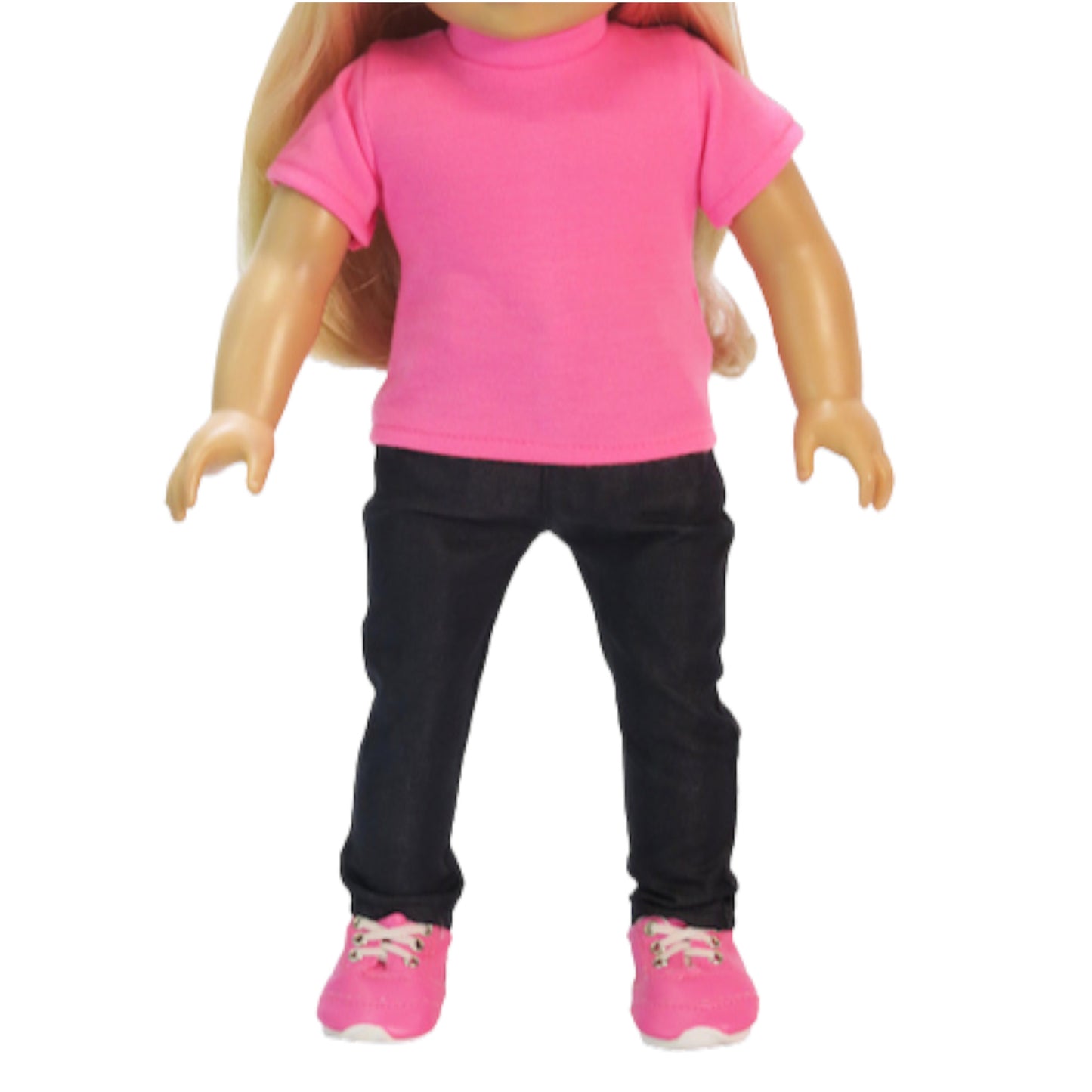 Hot Pink Tee and Black Pants for 18-inch dolls