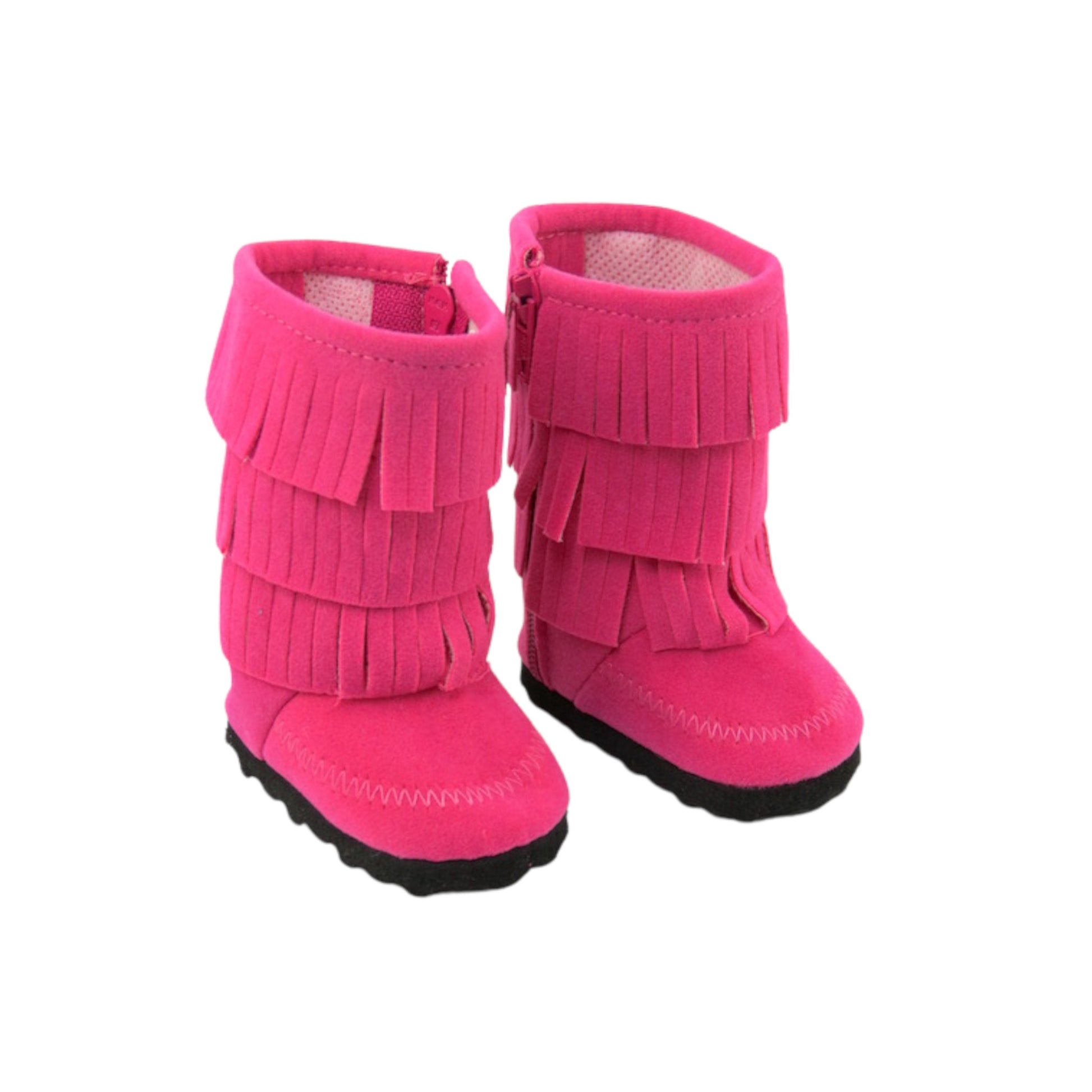 Hot Pink Three-tier Fringe Boots for 18-inch dolls