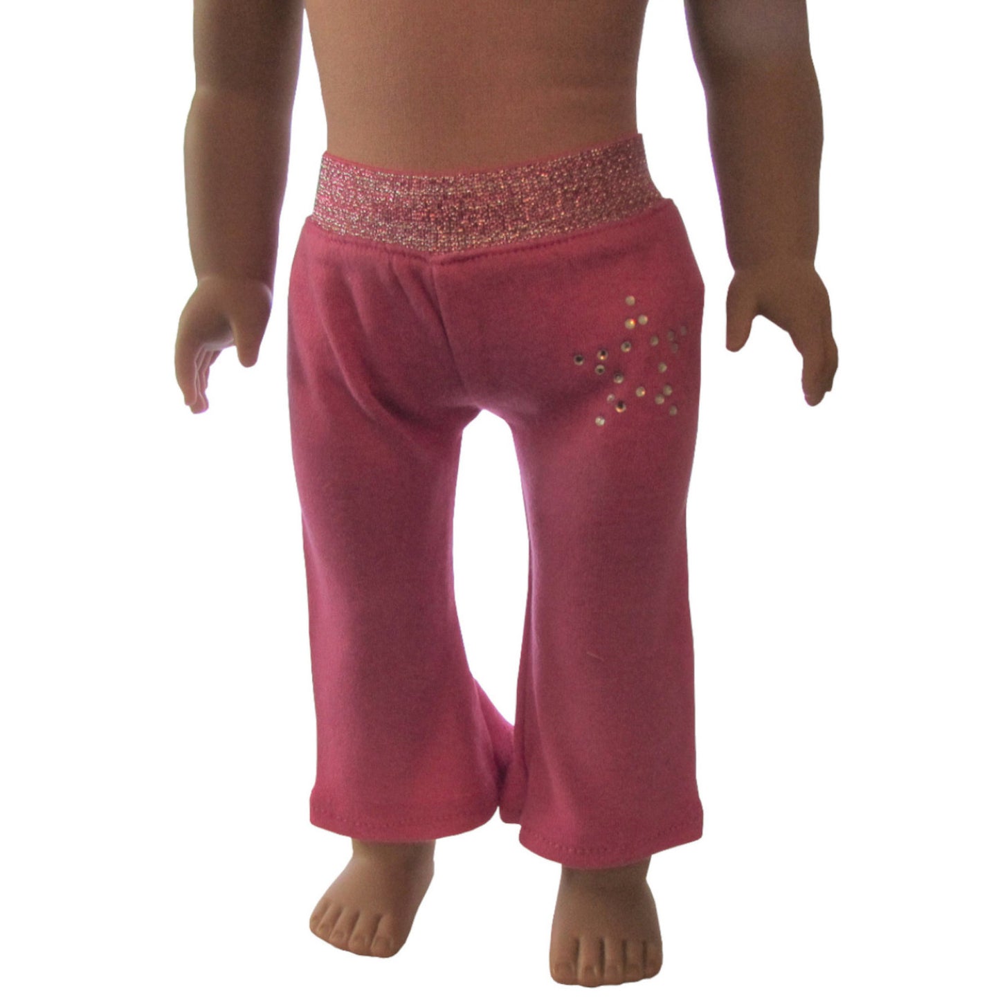 Hot Pink Yoga Pants with Rhinestone Star for 18-inch dolls with doll