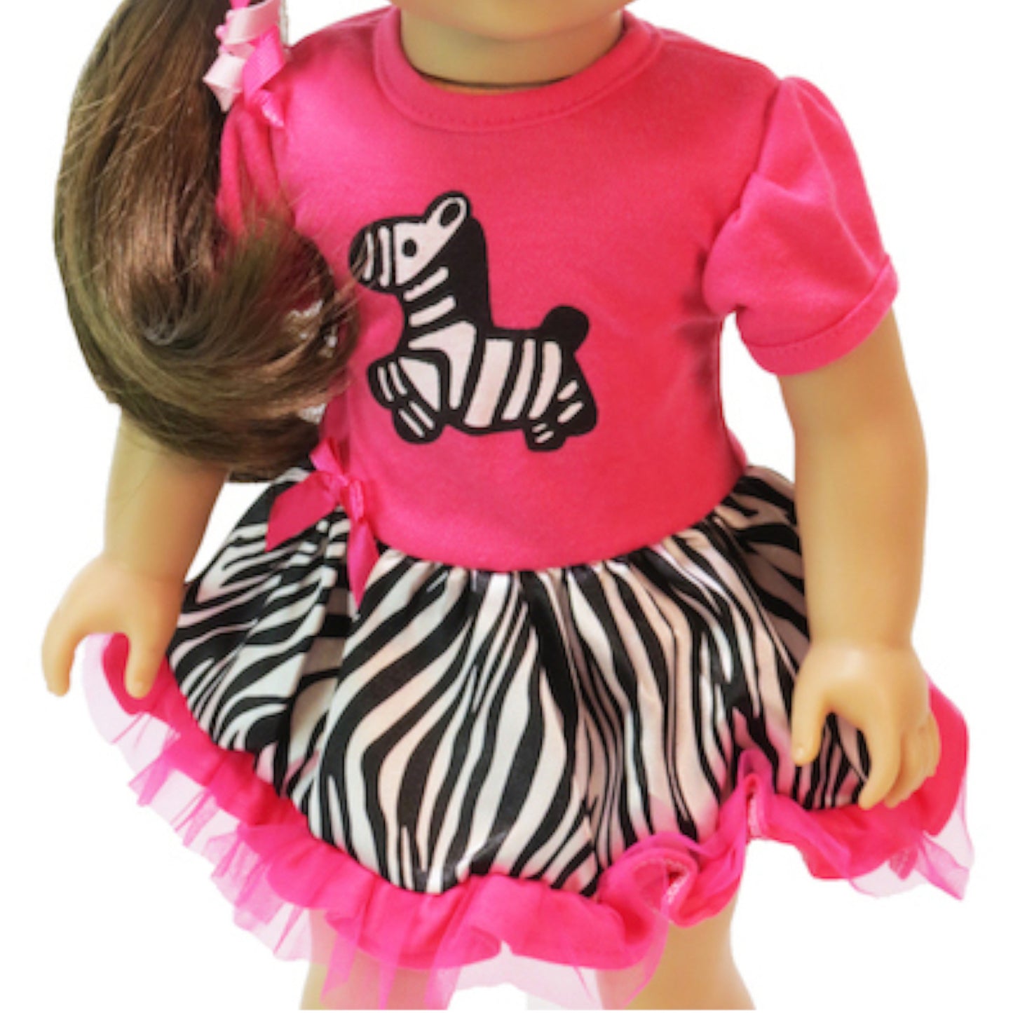 Hot Pink Zebra Dress for 18-inch dolls with doll Up Close