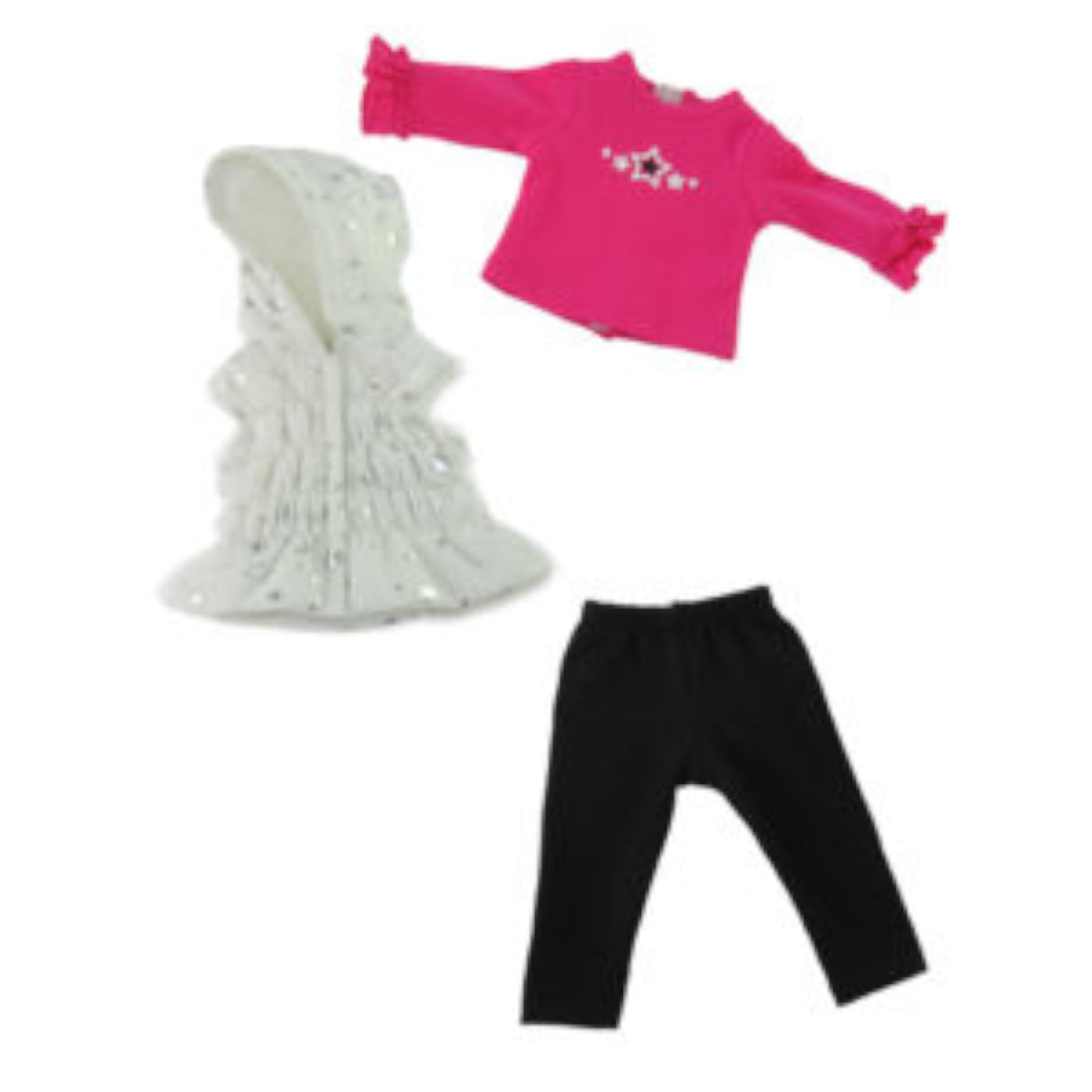 Hot Pink, Black, and White Puffer Vest Pant Set for 14.5-inch dolls