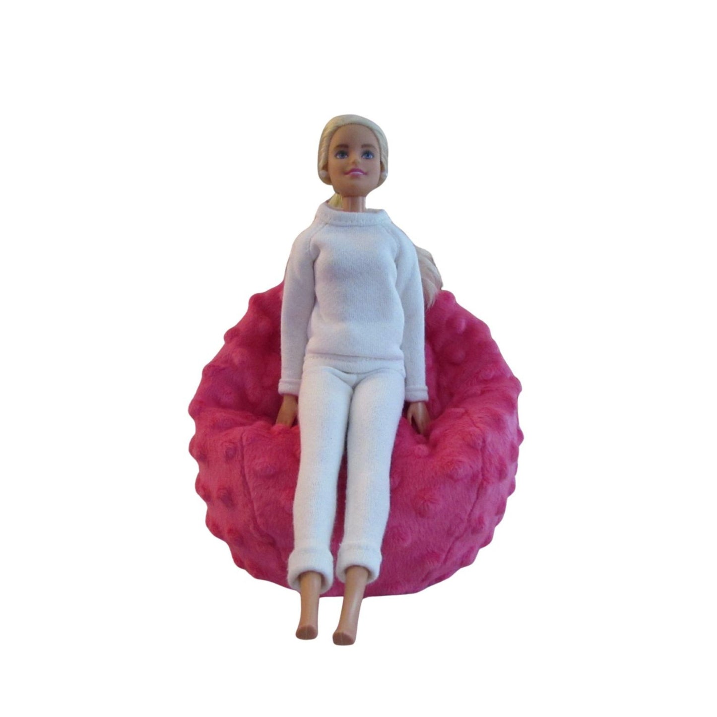 Hot Pink Minky Doll Bean Bag Chair – Fits 5.5 to 12 Inch Dolls, Soft Plush Seat