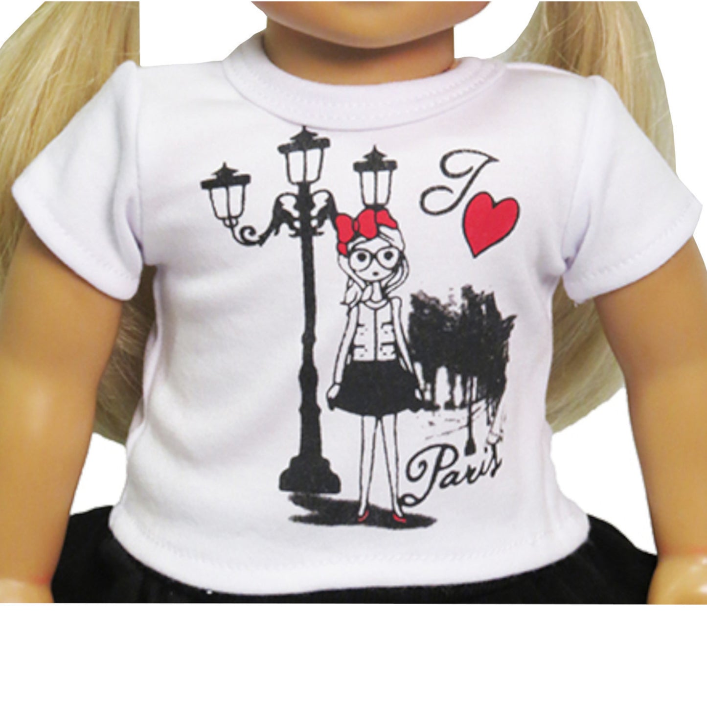 I Heart Paris T-Shirt for 18-inch dolls with doll