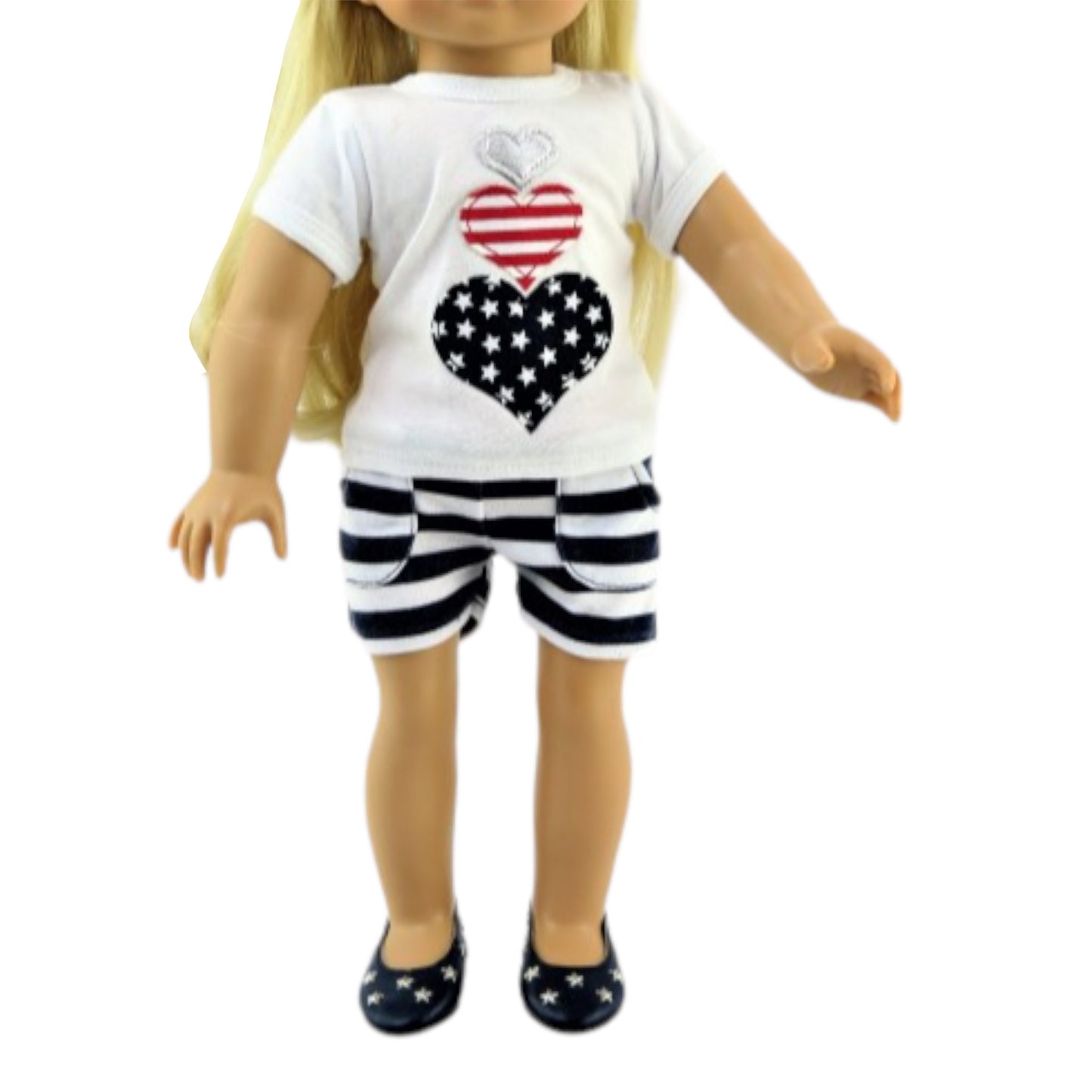 I Heart USA Shorts Set for 18-inch dolls with doll