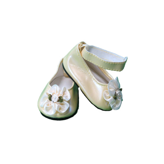 Ivory Shoes with Flower for 18-inch dolls