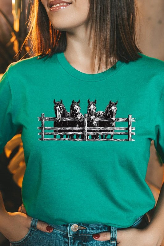 Kelly Green Horse Western Graphic Tee