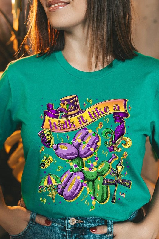 Kelly Green Walk It Like A Mardi Gras Graphic Tee