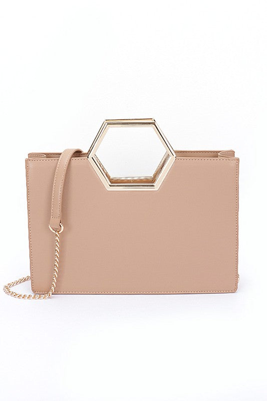 Khaki Top Handle Structured Tote Bag