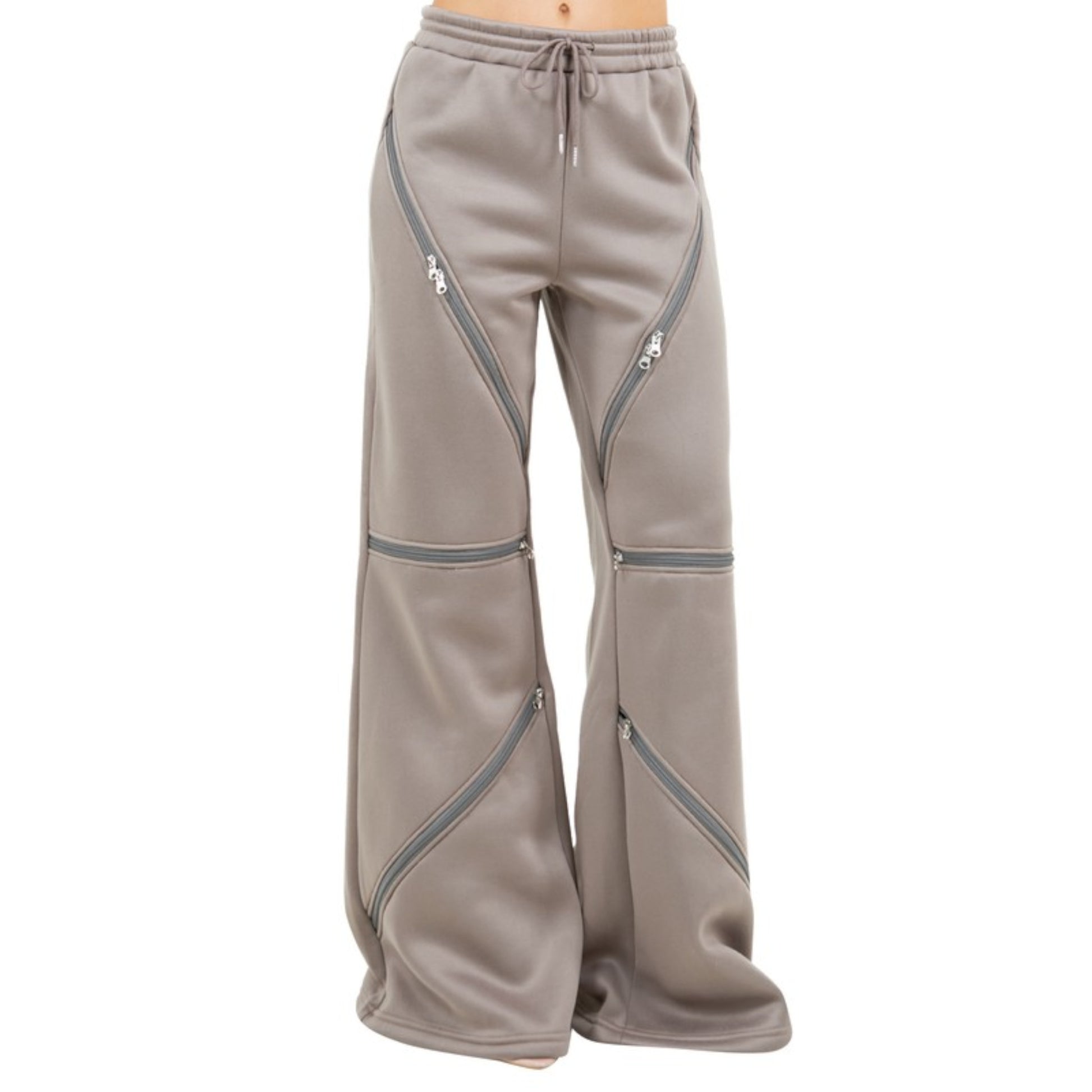 Khaki Women Fashion Classic Straight Leg Pants on model Front view