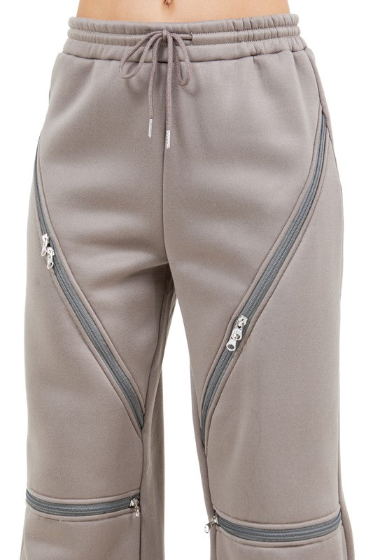 Khaki Women Fashion Classic Straight Leg Pants on model Front view Up Close