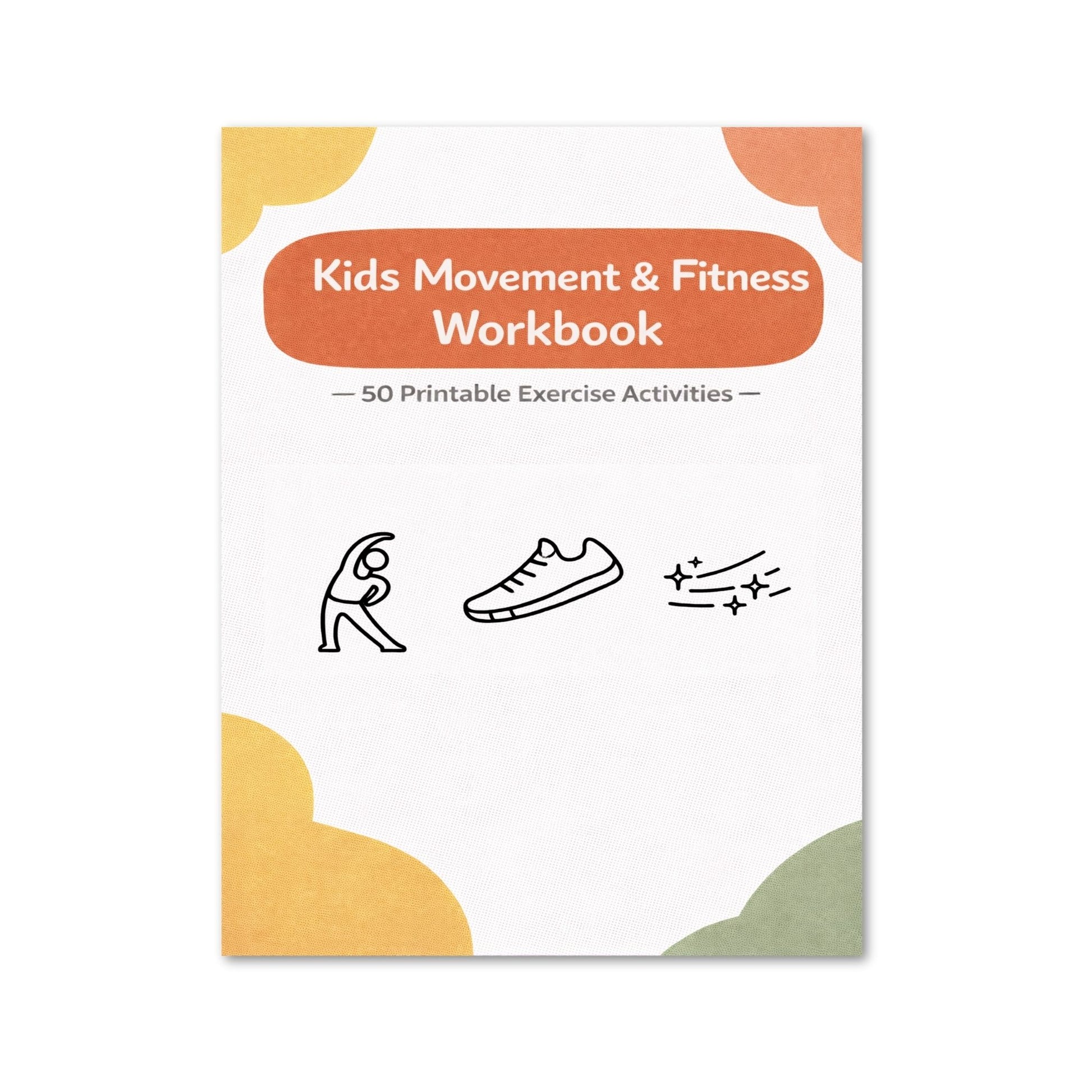 Kids Movement & Fitness Workbook with exercise illustrations on a white background