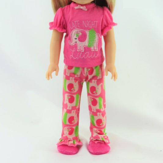 Late Night Luau Pajamas for 14 1/2-inch dolls with doll