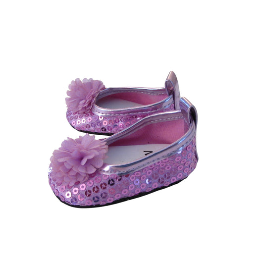 Lavender Flower and Sequins Flats for 18-inch dolls